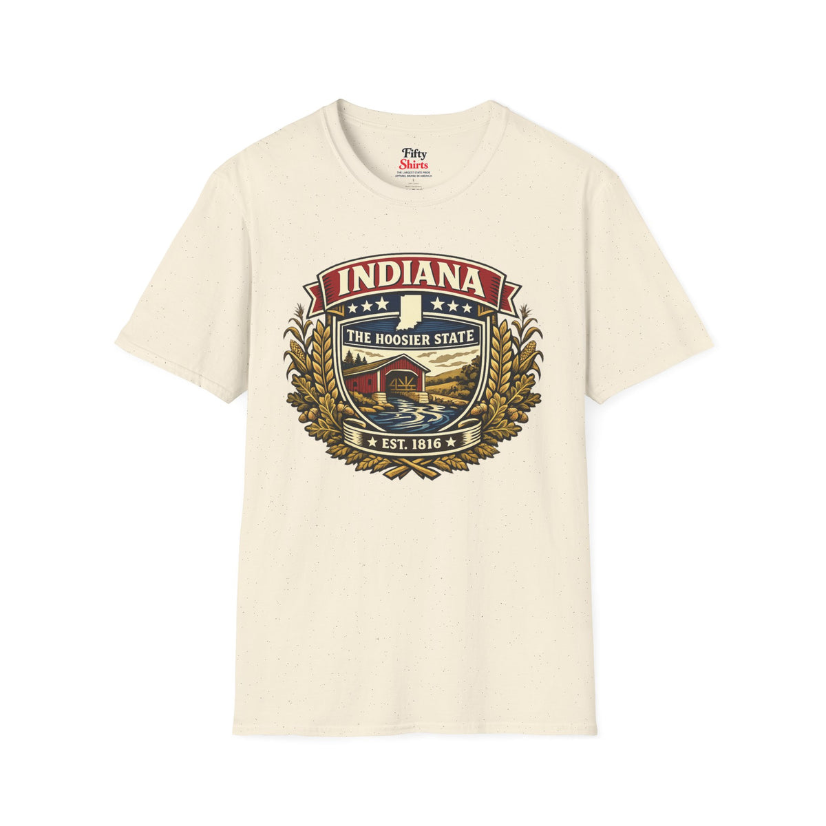 Indiana Heritage Badge Unisex Softstyle T Shirt State Pride Graphic Tee Collections FS03
