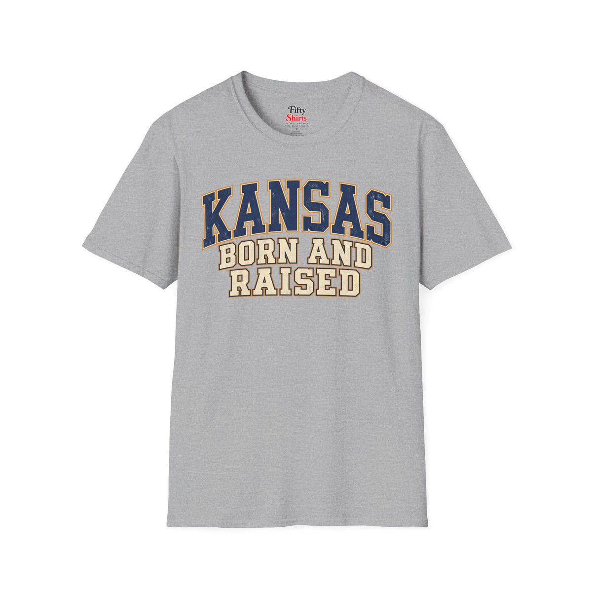 Kansas Born and Raised Unisex Softstyle T Shirt State Name Graphic Tee