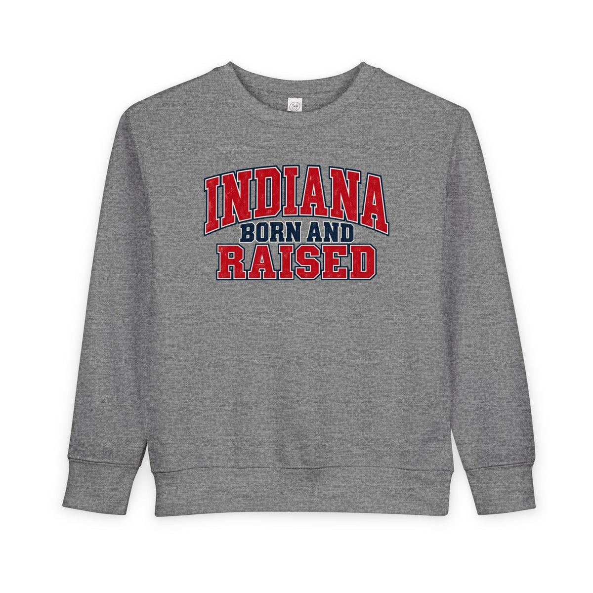 Indiana Born and Raised Vintage Collegiate Unisex Toddler Sweatshirt