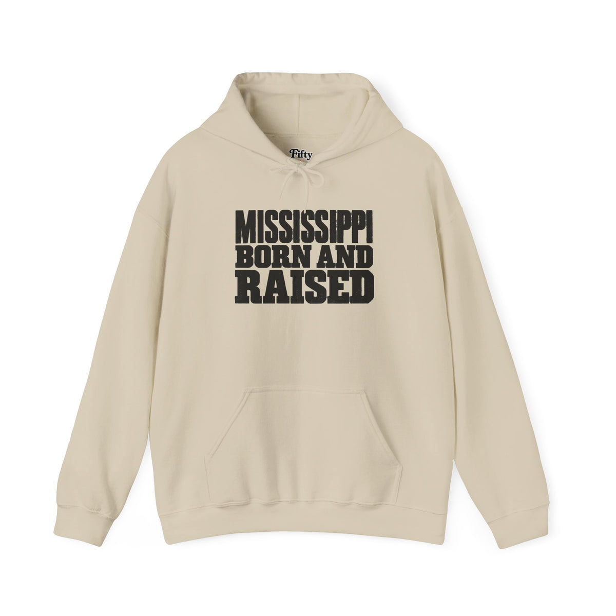 Mississippi Born and Raised Bold Workwear Style Unisex Hoodie Graphic