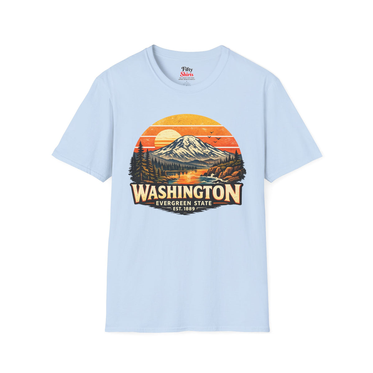 Washington Mountain Sunset Unisex Softstyle T Shirt State Pride Graphic Tee Collections FS03