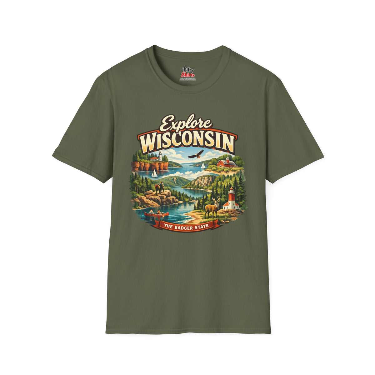 Explore Wisconsin Unisex Softstyle T Shirt State Pride Graphic Tee Collections FS03