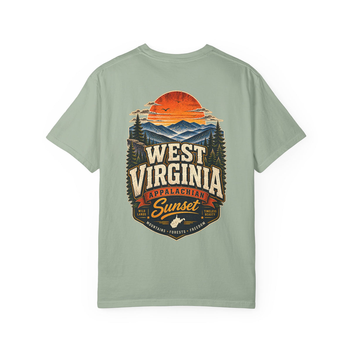 West Virginia Appalachian Sunset Unisex Comfort Color 1717 Streetwear Graphic Tee