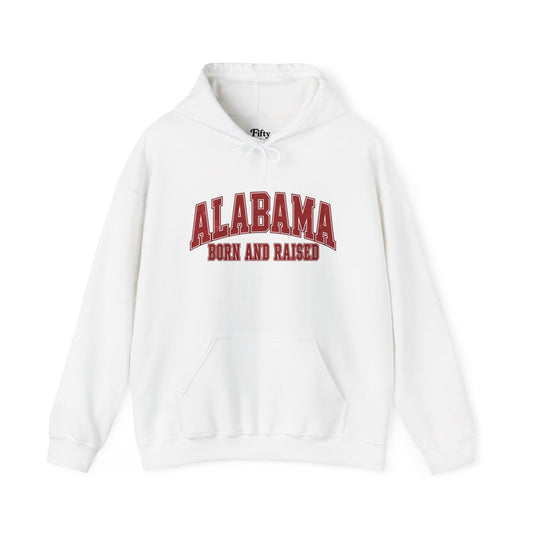 Alabama Born and Raised Collegiate Classic Unisex Hoodie Graphic