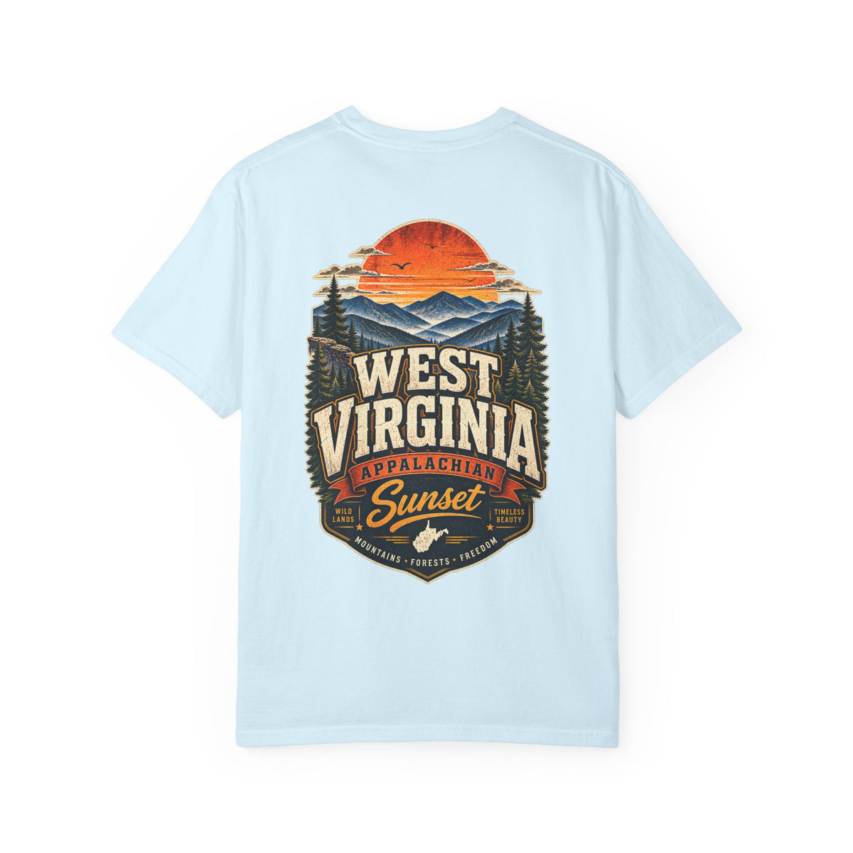 West Virginia Appalachian Sunset Unisex Comfort Color 1717 Streetwear Graphic Tee