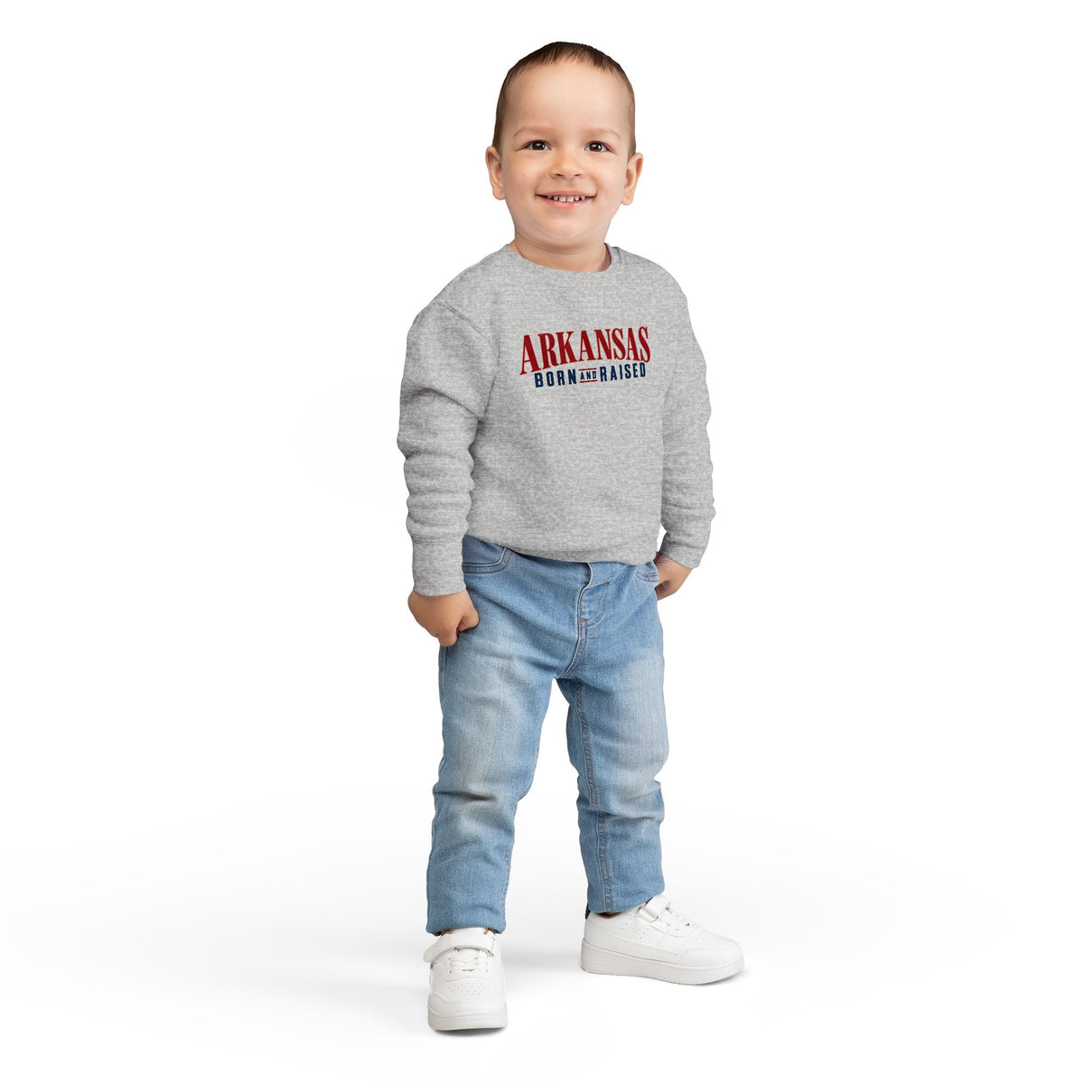 Arkansas Born and Raised Minimal Heritage Luxury Unisex Toddler Sweatshirt