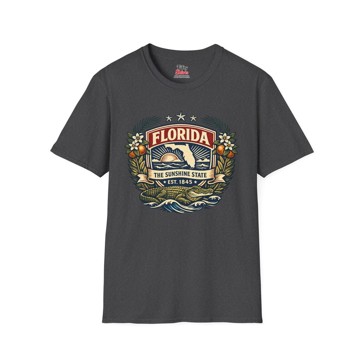 Florida Heritage Badge Unisex Softstyle T Shirt State Pride Graphic Tee Collections FS03