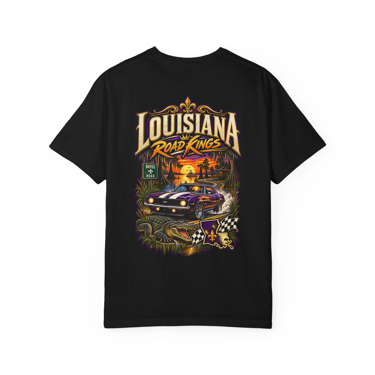 Louisiana Bayou Road Kings Unisex Comfort Color 1717 Streetwear Graphic Tee