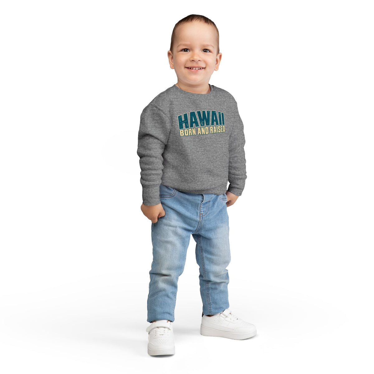 Hawaii Born and Raised Premium Surf Unisex Toddler Sweatshirt