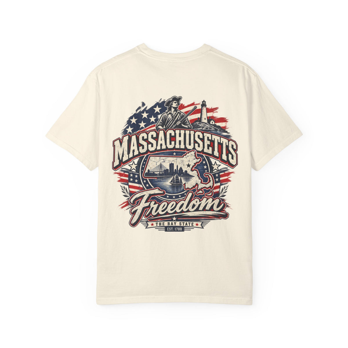 Massachusetts Freedom Unisex Comfort Color 1717 Streetwear Graphic Tee