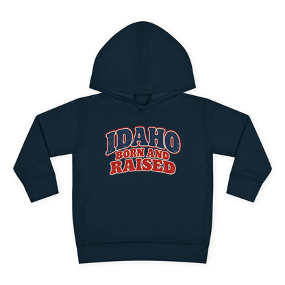 Idaho Born and Raised Retro 1970s Unisex Toddler Pullover Fleece Hoodie