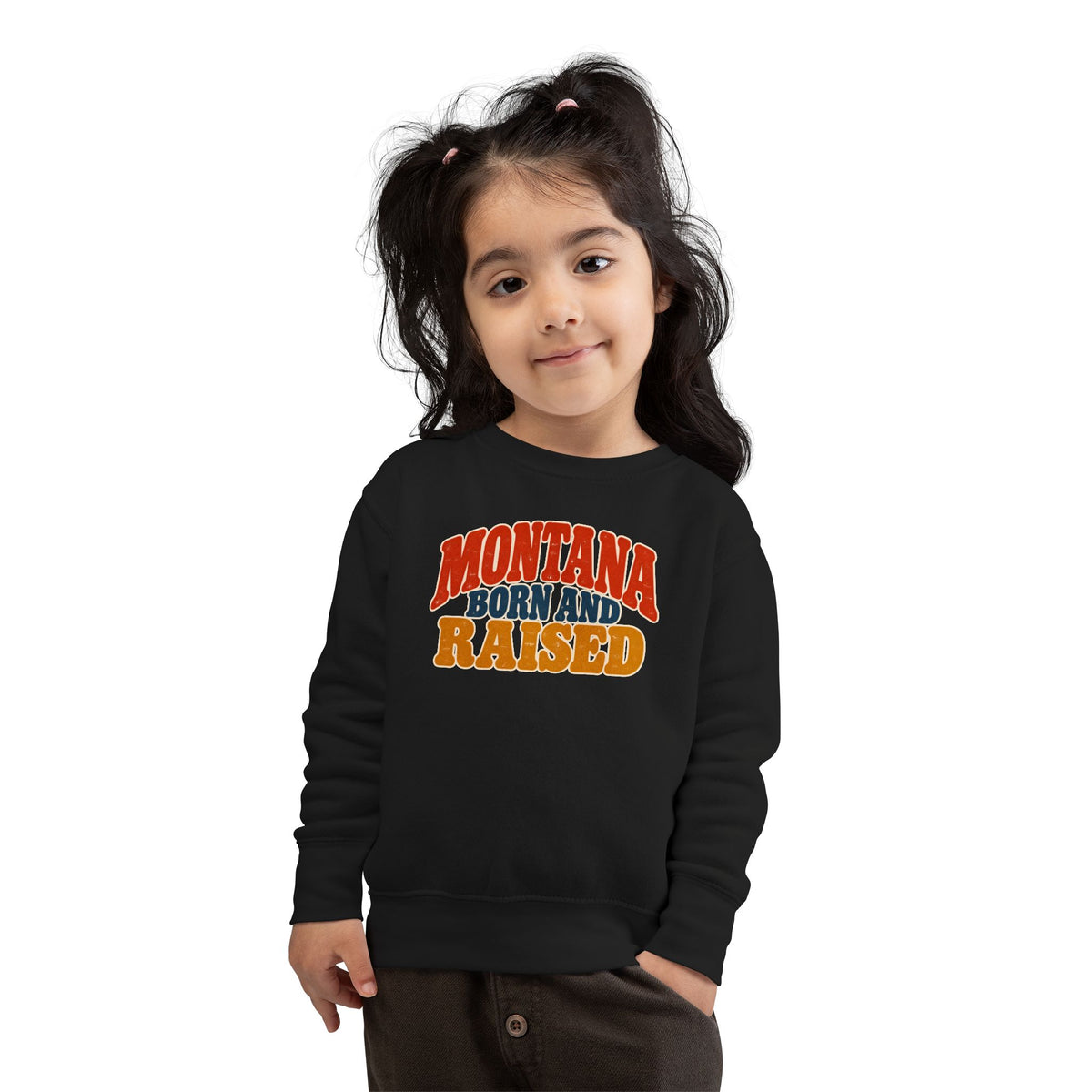 Montana Born and Raised Retro 1970s Unisex Toddler Sweatshirt Graphic