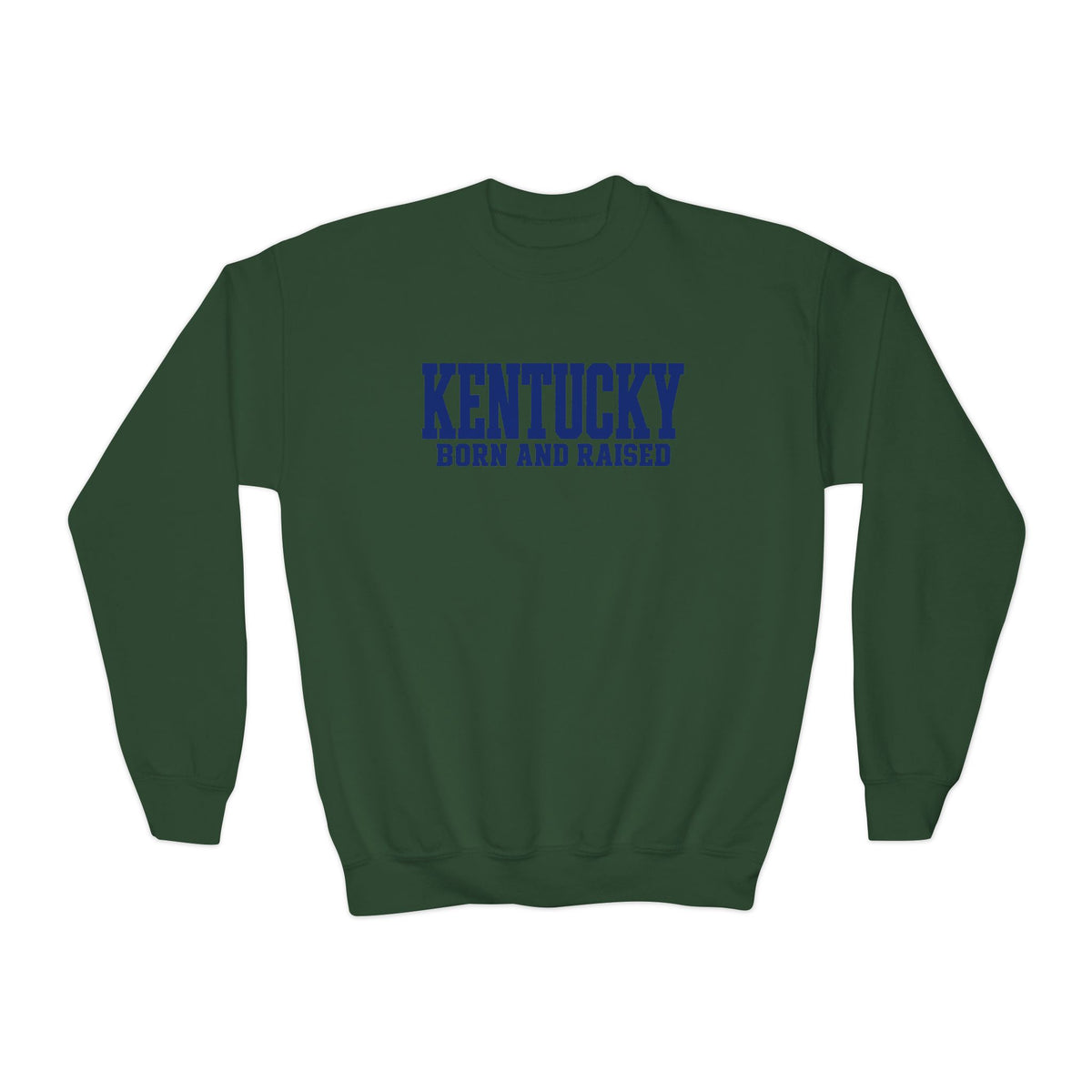 Kentucky Born and Raised Premium Streetwear Unisex Youth Crewneck Sweatshirt Graphic