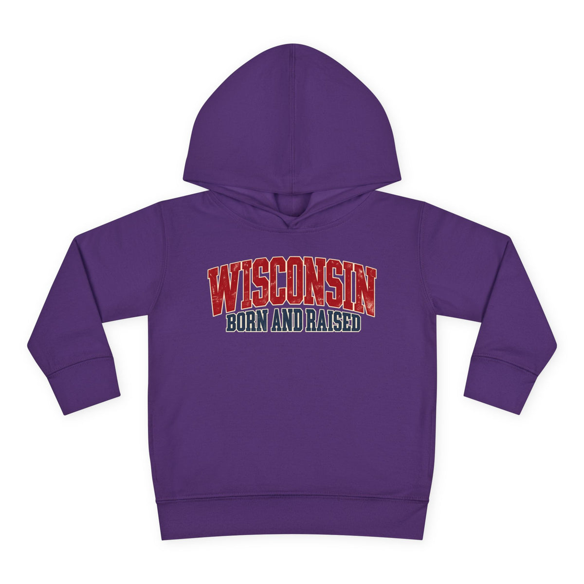 Wisconsin Born and Raised Midwest Heritage Unisex Toddler Pullover Fleece Hoodie