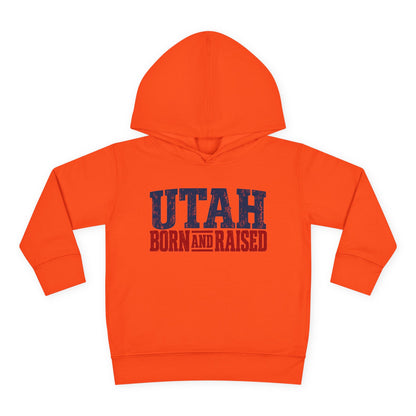 Utah Born and Raised Mountain West Style Unisex Toddler Pullover Fleece Hoodie