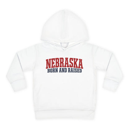 Nebraska Born and Raised Rugged Workwear Unisex Toddler Pullover Fleece Hoodie
