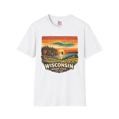 Wisconsin Lakeside Sunset Unisex Softstyle T Shirt State Pride Graphic Tee Collections FS03