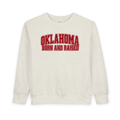 Oklahoma Born and Raised Vintage Collegiate Unisex Toddler Sweatshirt