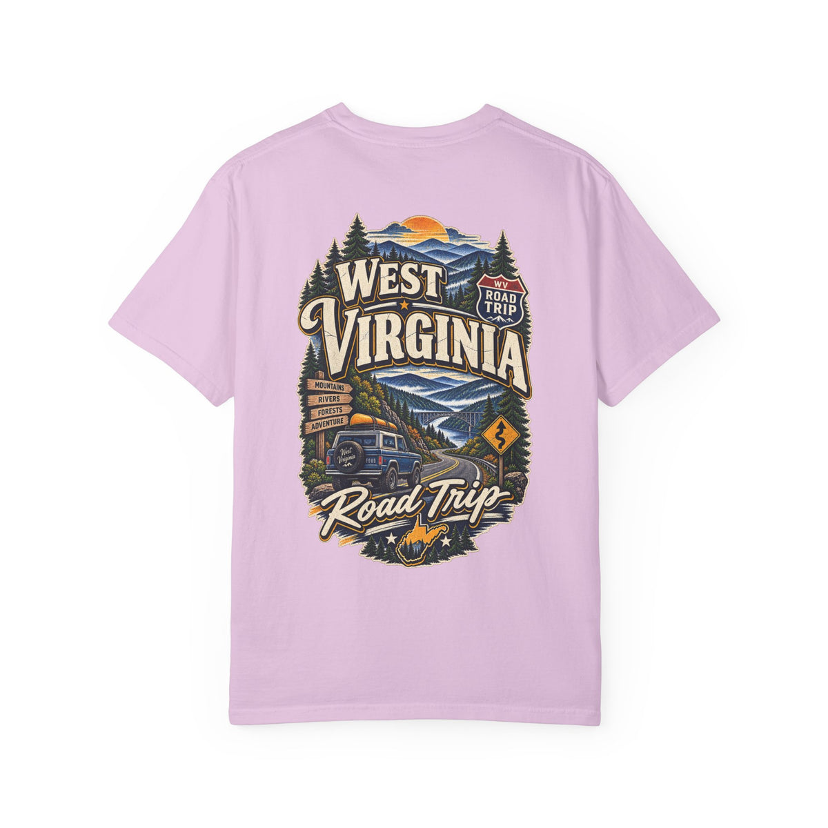 West Virginia Road Trip Unisex Comfort Color 1717 Streetwear Graphic Tee
