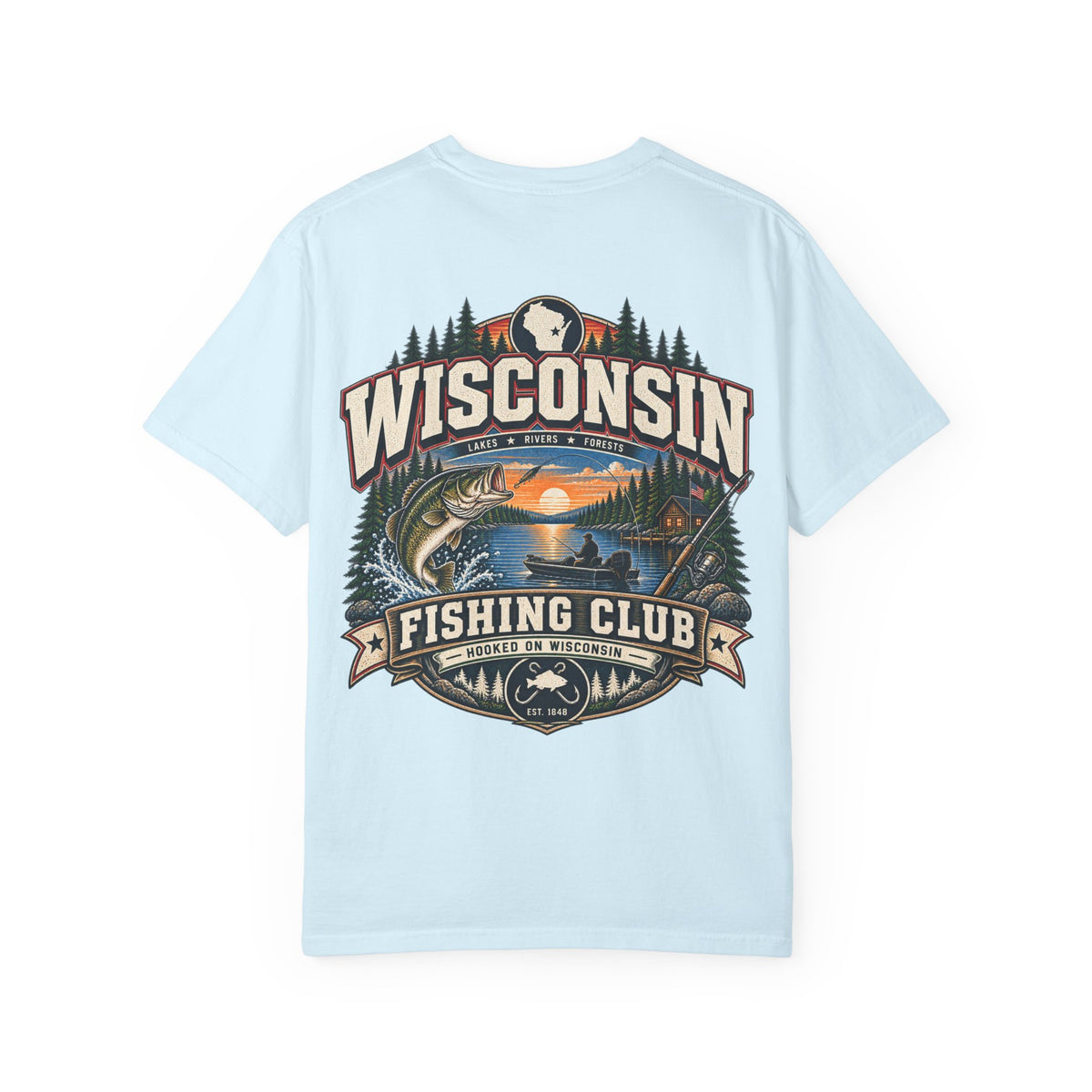 Wisconsin Fishing Club Unisex Comfort Color 1717 Streetwear Graphic Tee