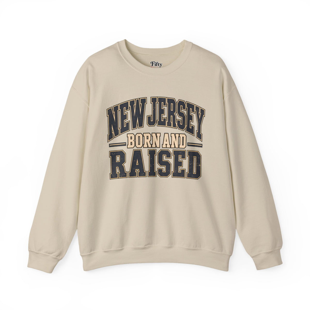 New Jersey Born and Raised Unisex Crewneck Sweatshirt State Name Graphic