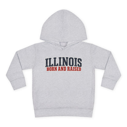 Illinois Born and Raised Midwest Americana Unisex Toddler Pullover Fleece Hoodie