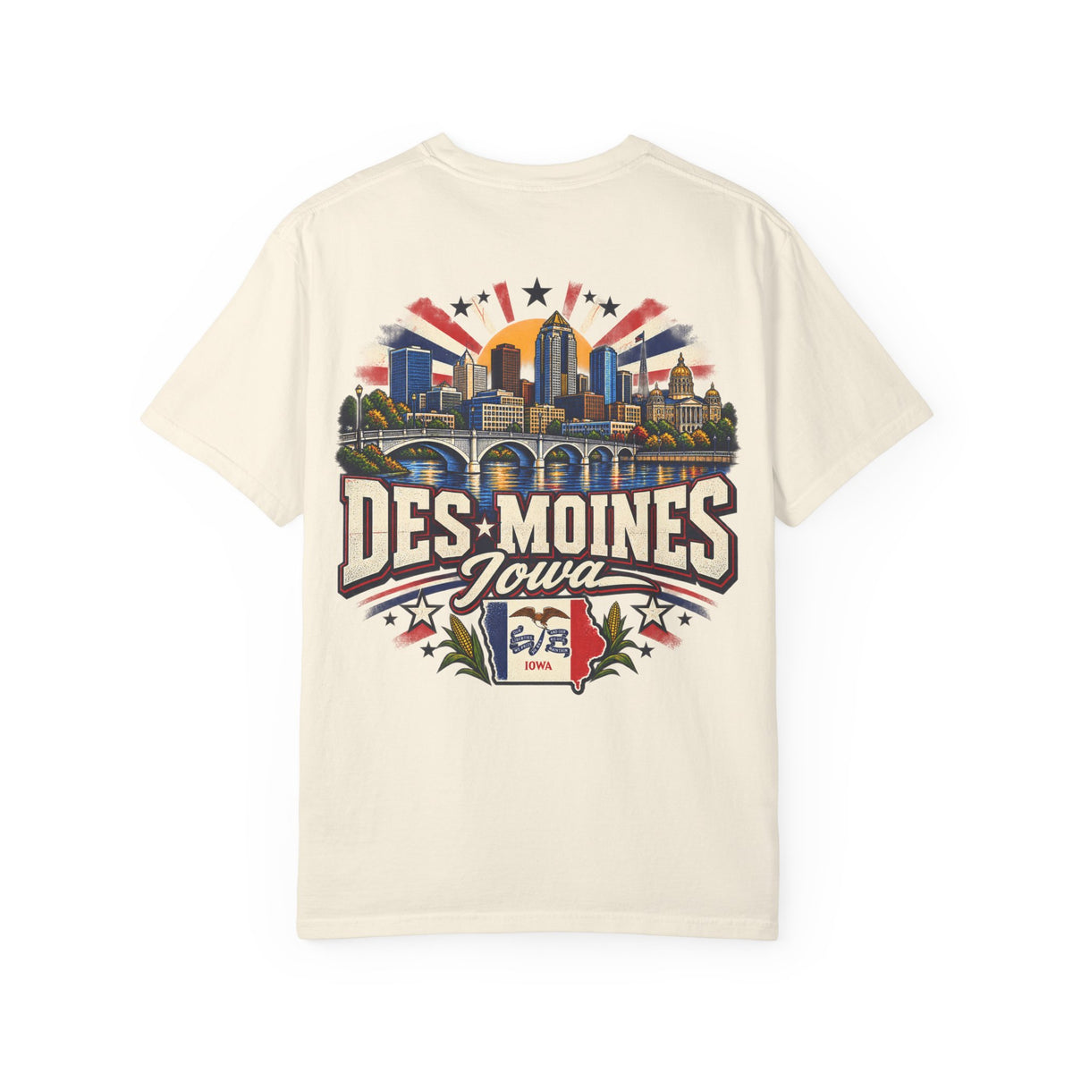Des Moines Iowa Unisex Comfort Color 1717 Streetwear Graphic Tee