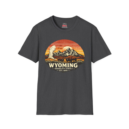 Wyoming Mountain Sunset Unisex Softstyle T Shirt State Pride Graphic Tee Collections FS03