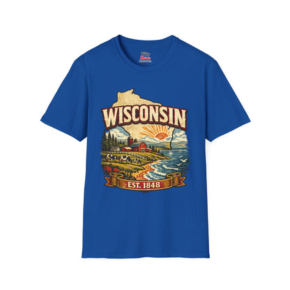 Vintage Wisconsin Heritage Unisex Softstyle T Shirt State Pride Graphic Tee Collections FS03