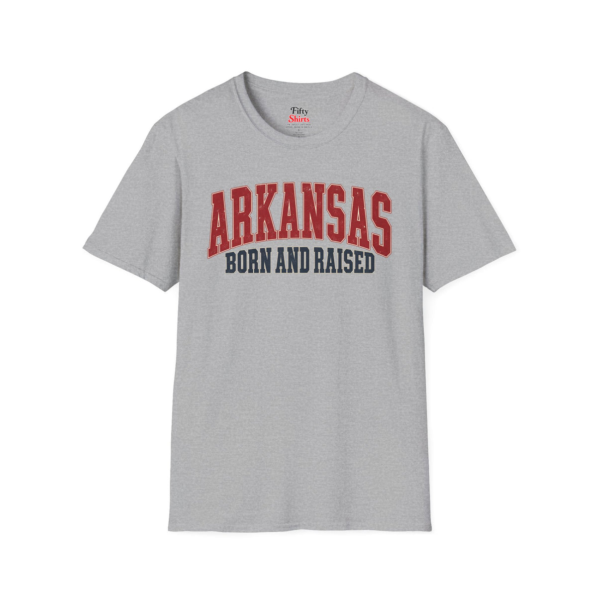 Arkansas Born and Raised Unisex Softstyle T Shirt State Name Graphic Tee