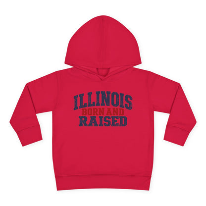 Illinois Born and Raised Rustic Midwest Americana Unisex Toddler Pullover Fleece Hoodie