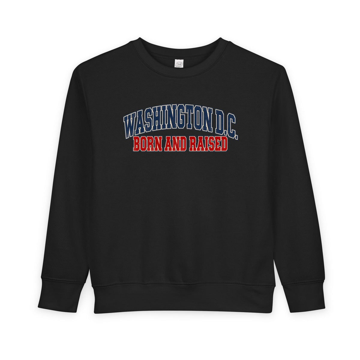 Washington DC Born and Raised Classic Collegiate Unisex Toddler Sweatshirt