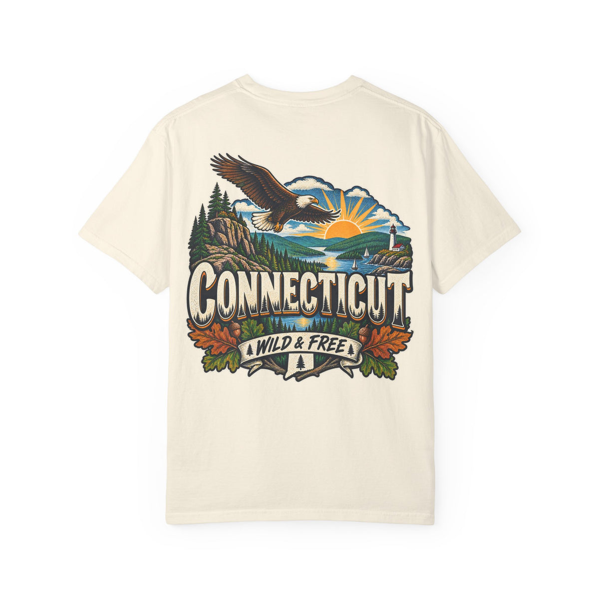 Connecticut Wild & Free  Unisex Comfort Color 1717 Streetwear Graphic Tee
