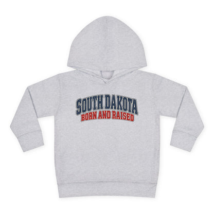 South Dakota Born and Raised Classic Collegiate Unisex Toddler Pullover Fleece Hoodie