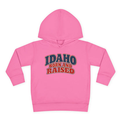Idaho Born and Raised Retro 1970s Unisex Toddler Pullover Fleece Hoodie