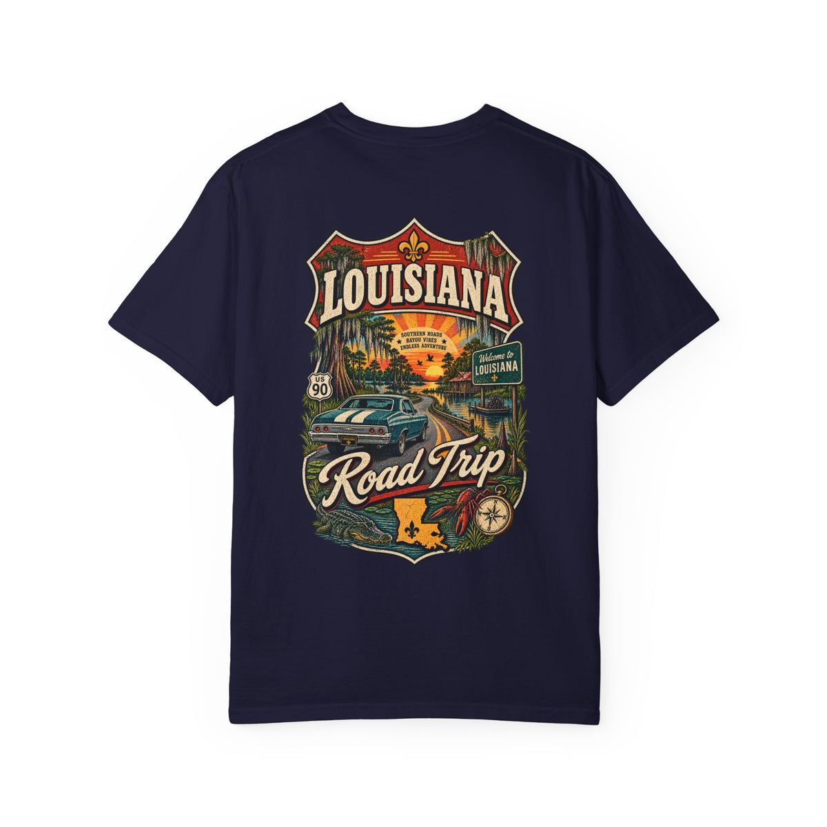 Louisiana Road Trip Unisex Comfort Color 1717 Streetwear Graphic Tee