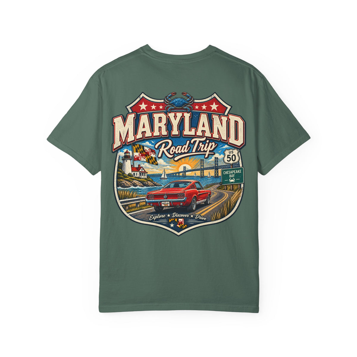 Maryland Road Trip Unisex Comfort Color 1717 Streetwear Graphic Tee
