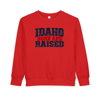Idaho Born and Raised Bold Americana Unisex Toddler Sweatshirt