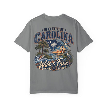 South Carolina Wild & Free Unisex Comfort Color 1717 Streetwear Graphic Tee