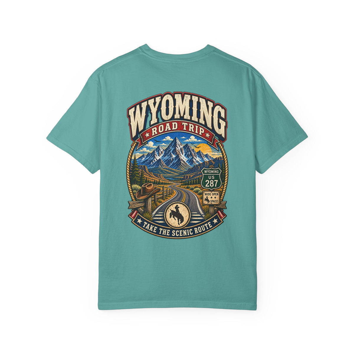 Wyoming Roadtrip Unisex Comfort Color 1717 Streetwear Graphic Tee
