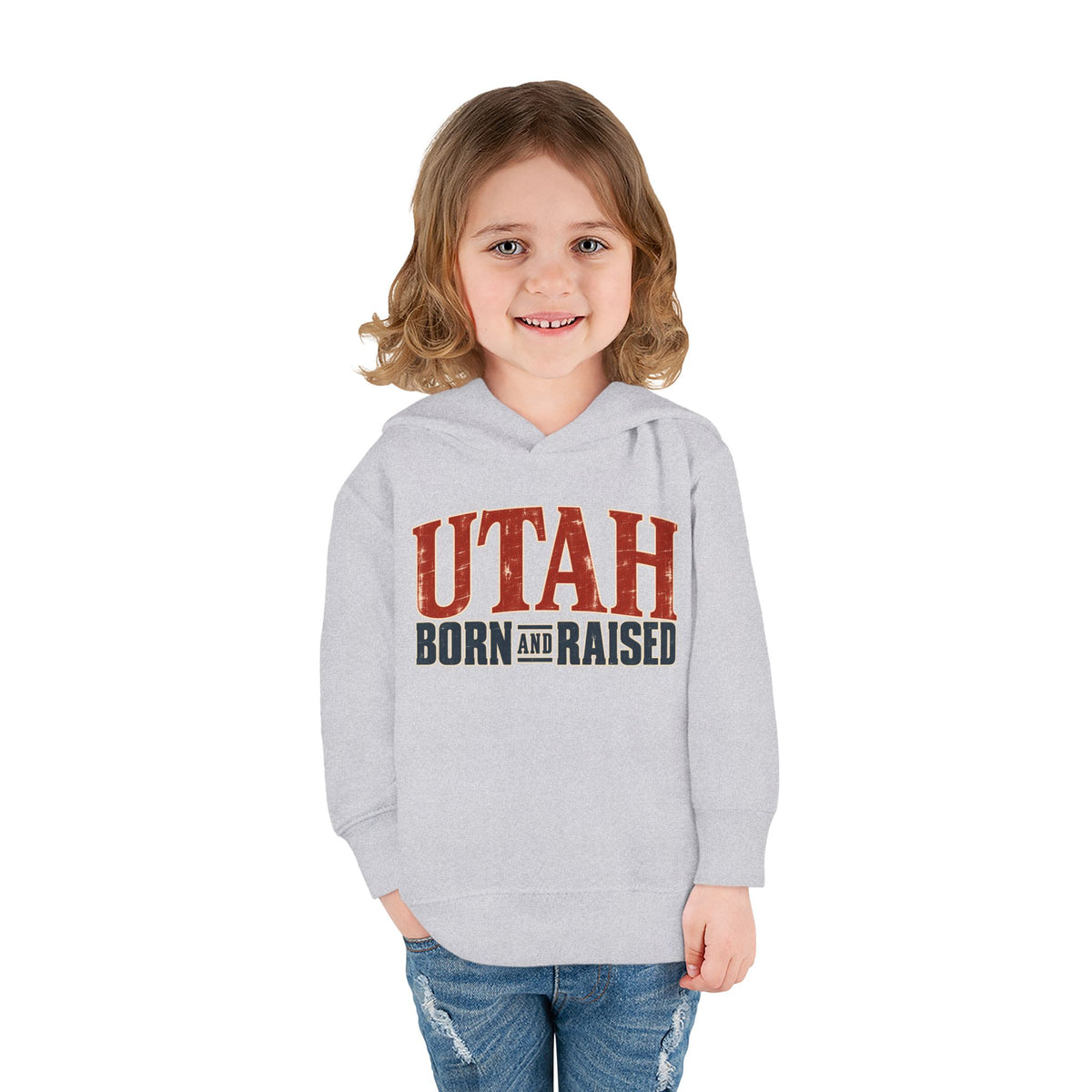 Utah Born and Raised Premium Heritage Unisex Toddler Pullover Fleece Hoodie