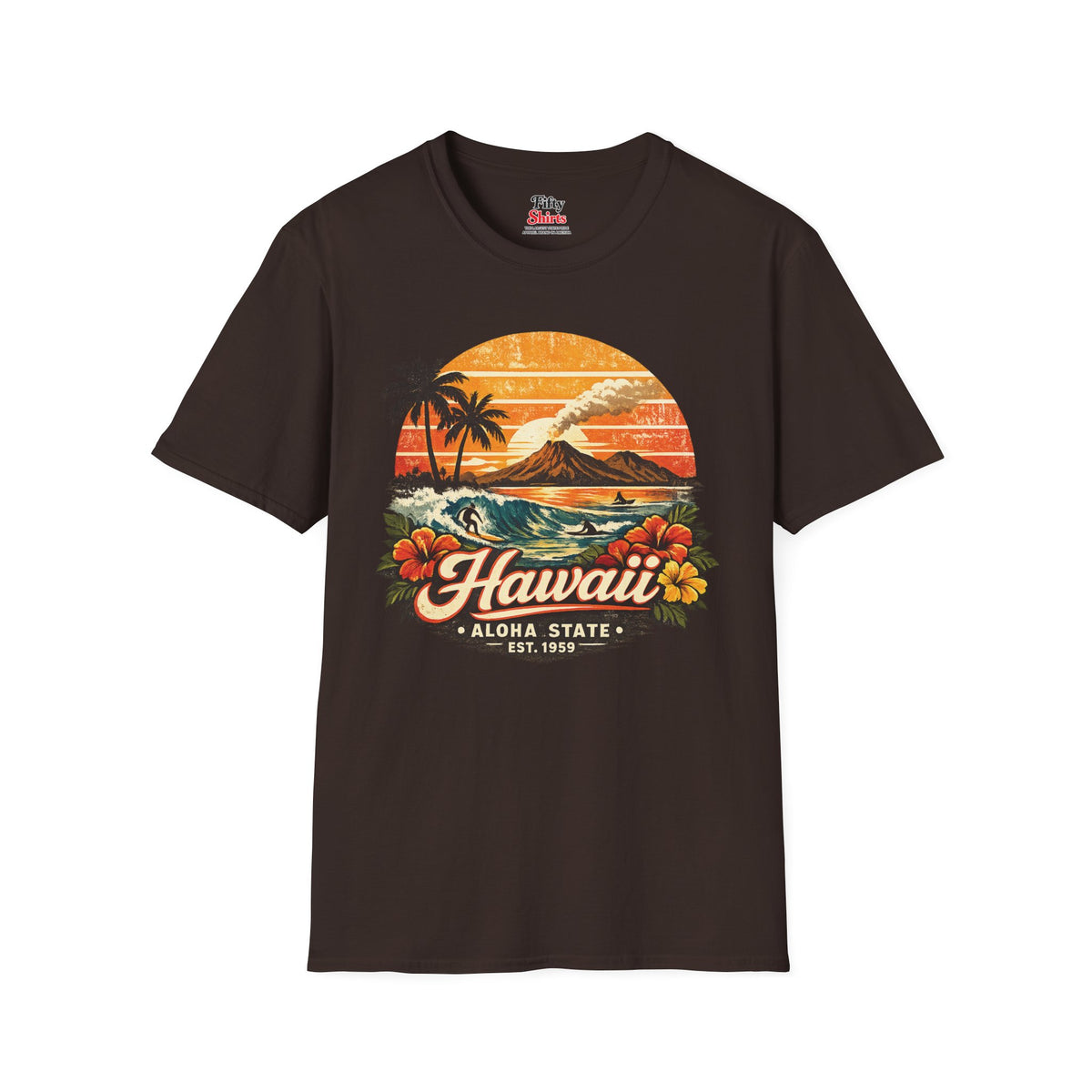 Hawaii Tropical Sunset Unisex Softstyle T Shirt State Pride Graphic Tee Collections FS03
