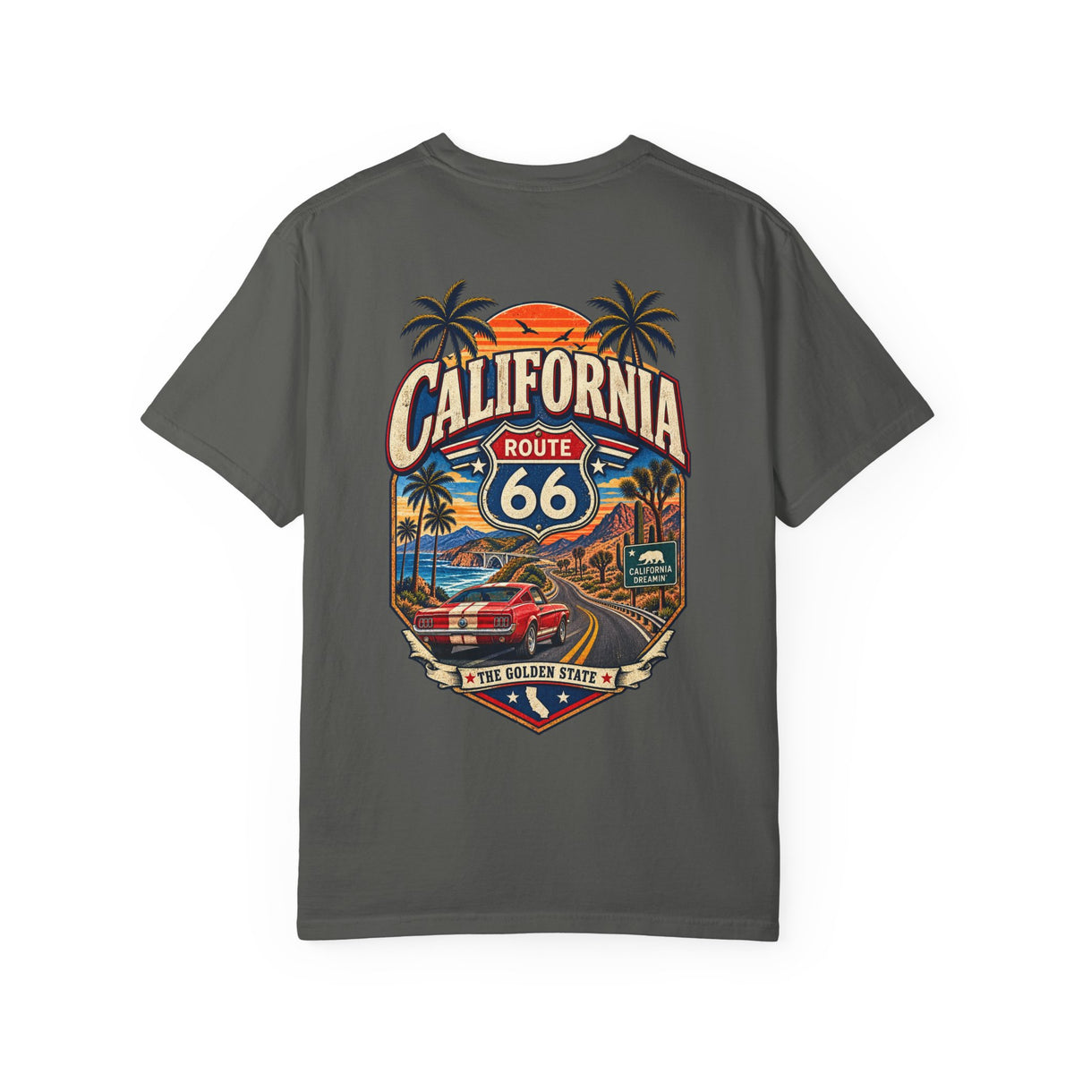 California Route 66 Style  Unisex Comfort Color 1717 Streetwear Graphic Tee