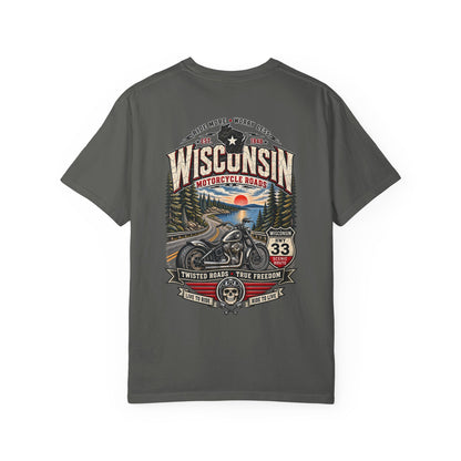 Wisconsin Motorcycle Roads Unisex Comfort Color 1717 Streetwear Graphic Tee
