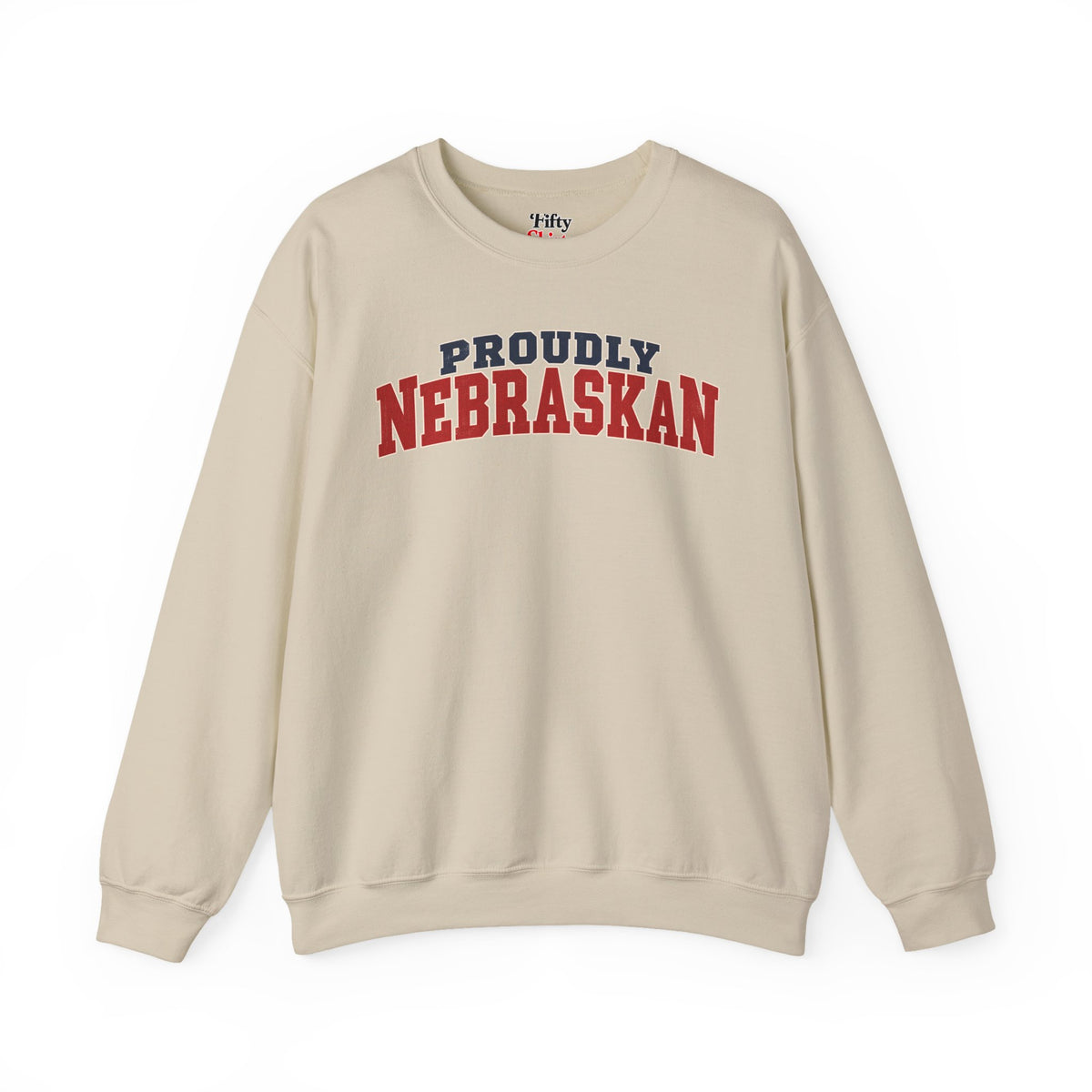 Proudly Nebraskan Nebraska Unisex Crewneck Sweatshirt State Name Graphic
