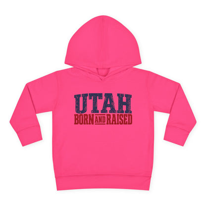 Utah Born and Raised Mountain West Style Unisex Toddler Pullover Fleece Hoodie