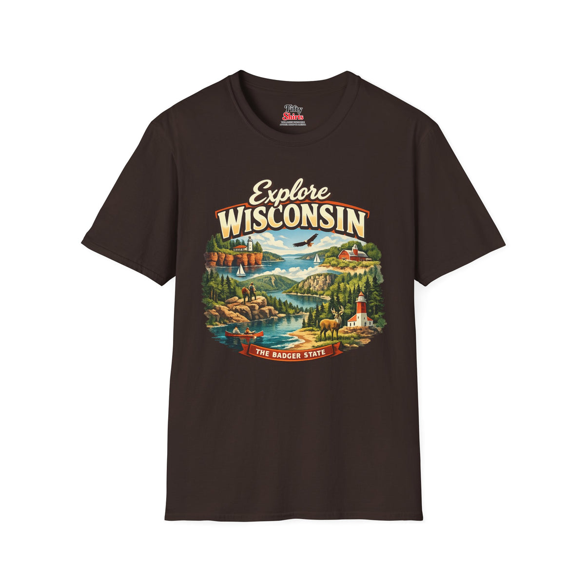 Explore Wisconsin Unisex Softstyle T Shirt State Pride Graphic Tee Collections FS03