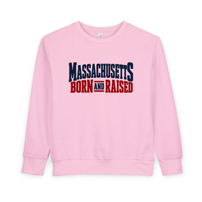 Massachusetts Born and Raised Bold Americana Unisex Toddler Sweatshirt
