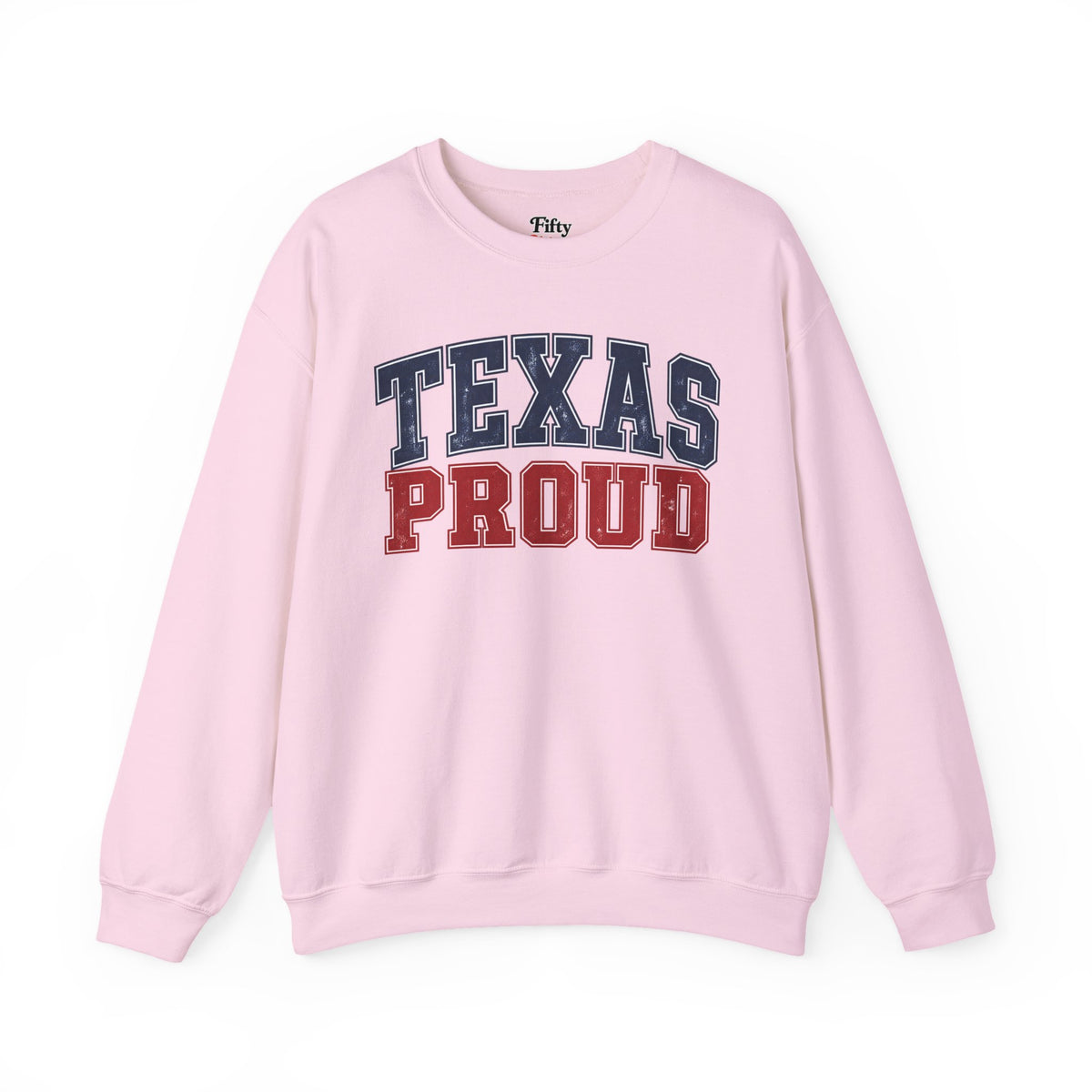 Texas Proud Unisex Crewneck Sweatshirt State Name Graphic