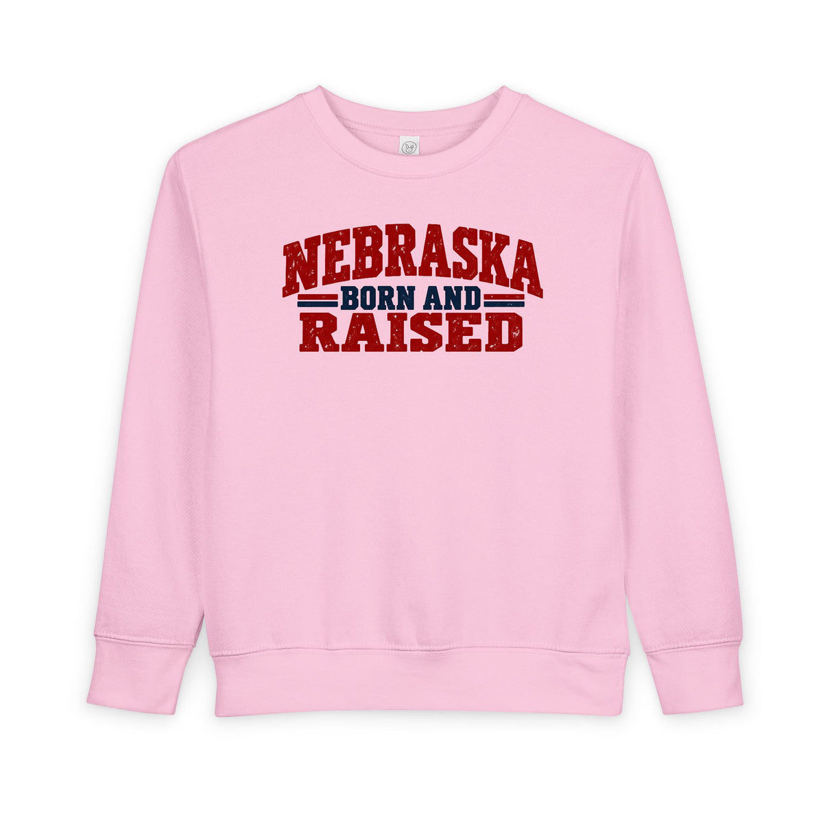 Nebraska Born and Raised Vintage Farmhouse Unisex Toddler Sweatshirt Graphic